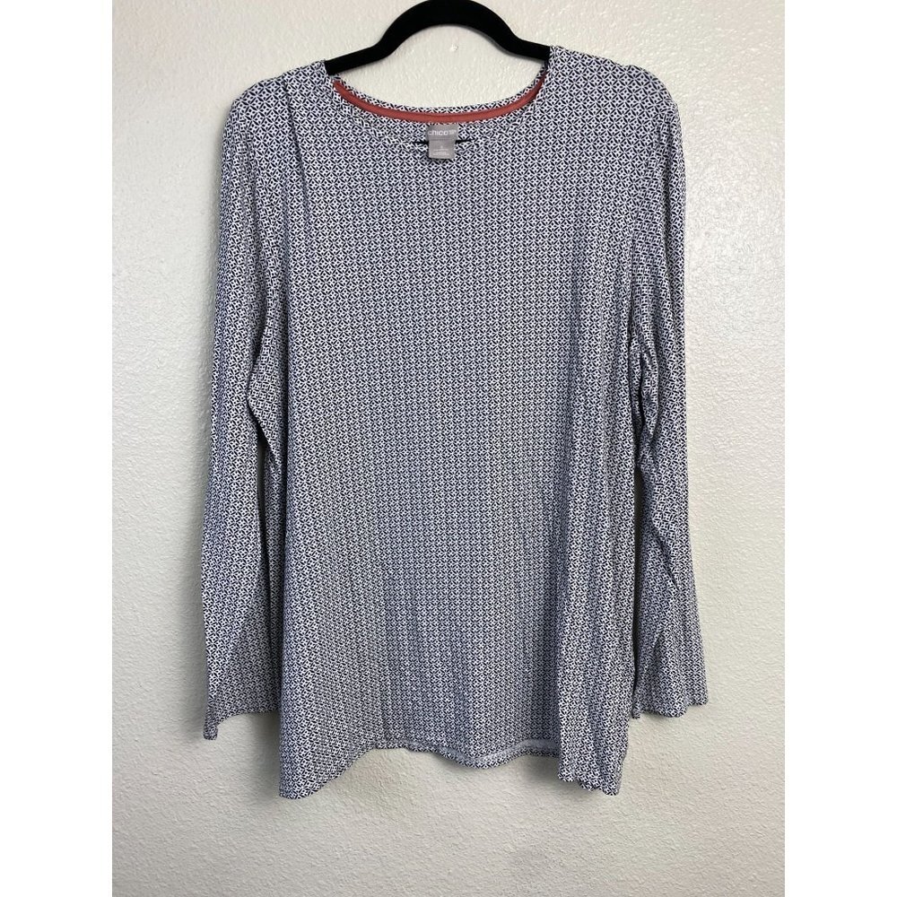 Chico's‎ Jersey Stretch Sweaters Womens size XL Geometric Classic Boho Office